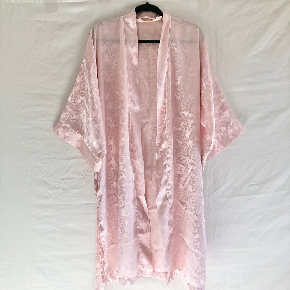 Vintage VS Pink Satin Jacquard Robe OS